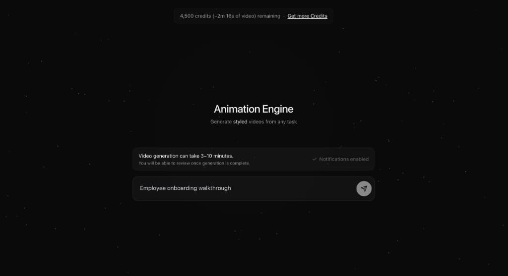 Knowlify AI explainer video maker prompt screen where you describe the video to generate