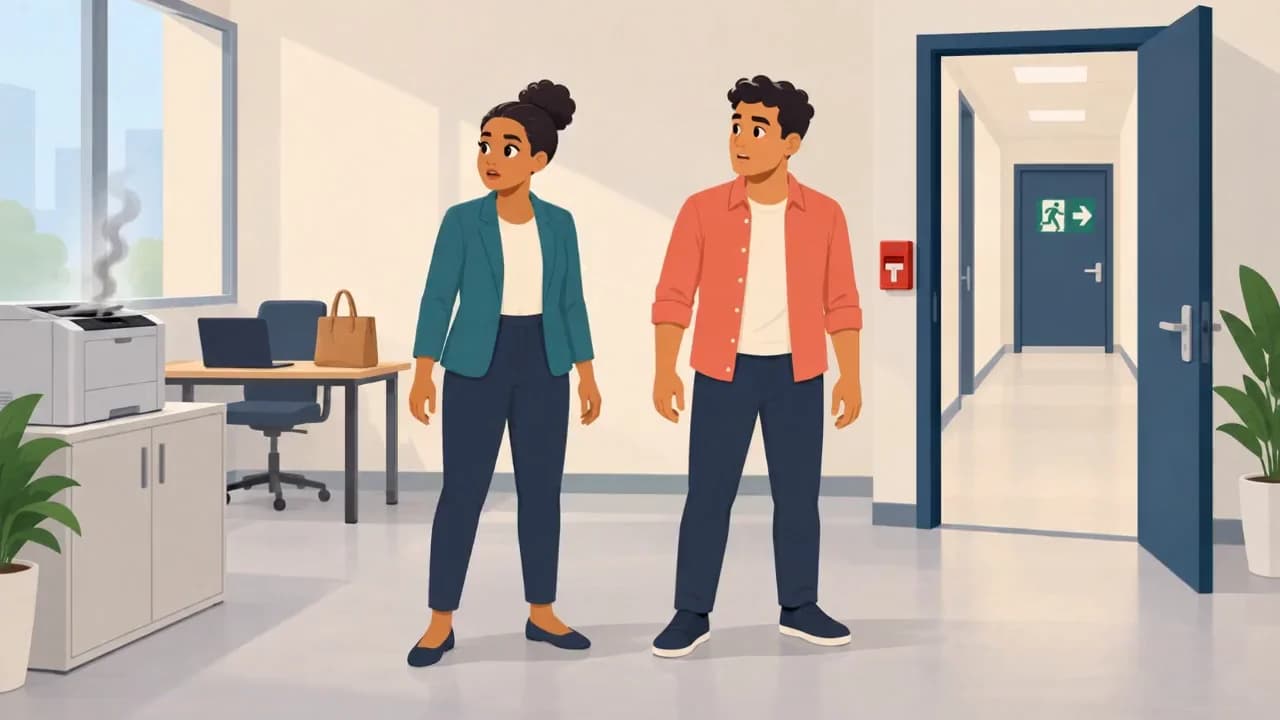 Fire safety training: scene from the video