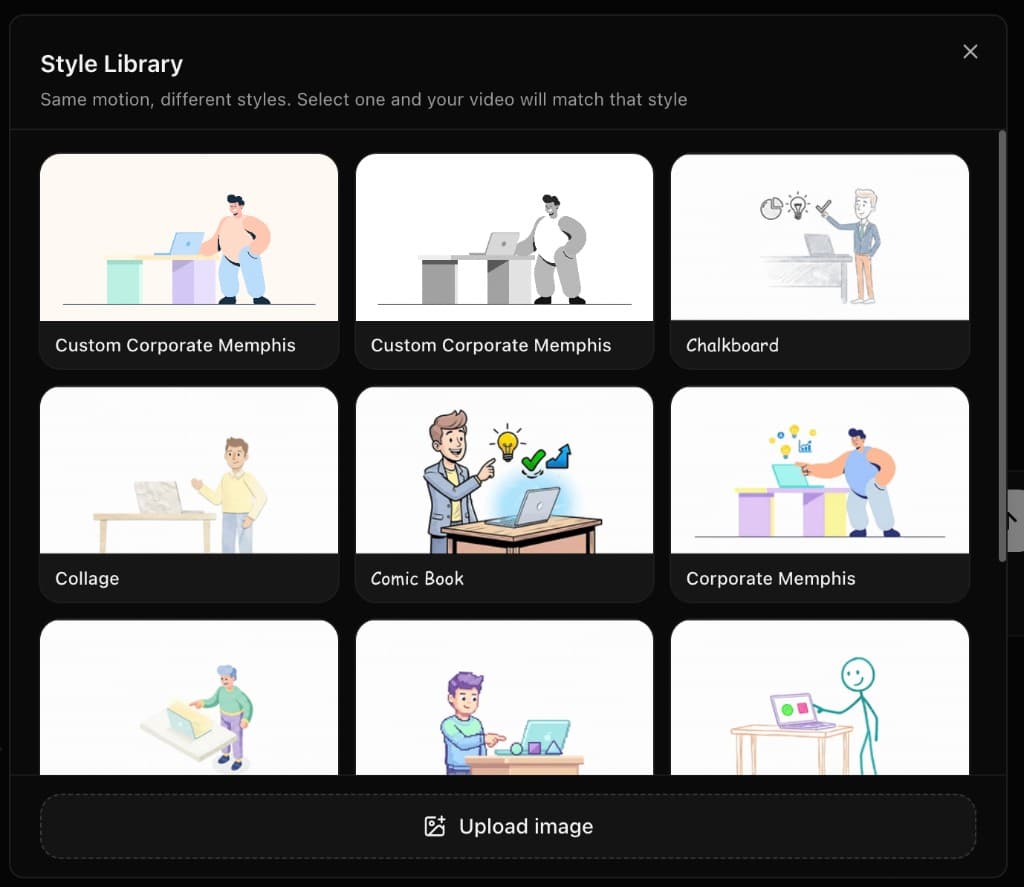 Knowlify style library to choose an animation style for your video