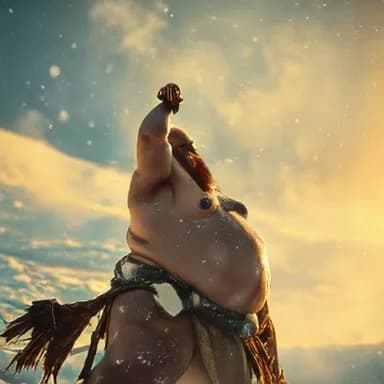 a sumo wrestler standing in falling snow, steam off the skin, IMAX aerial still, golden hour, huge scale, no text, no watermark, generated with Janus on Knowlify