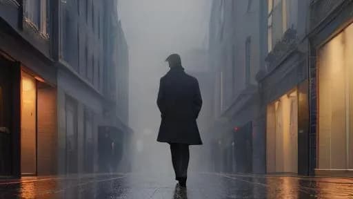 a young man in a wool coat on a foggy London street, cinematic portrait, hard-flash editorial, Kodak portra, sharp, no text, no watermark, no logo, generated with Lcm Sd15 I2i on Knowlify