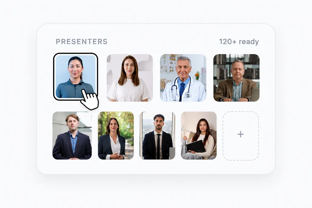 Knowlify presenter library: a grid of stock avatar presenters